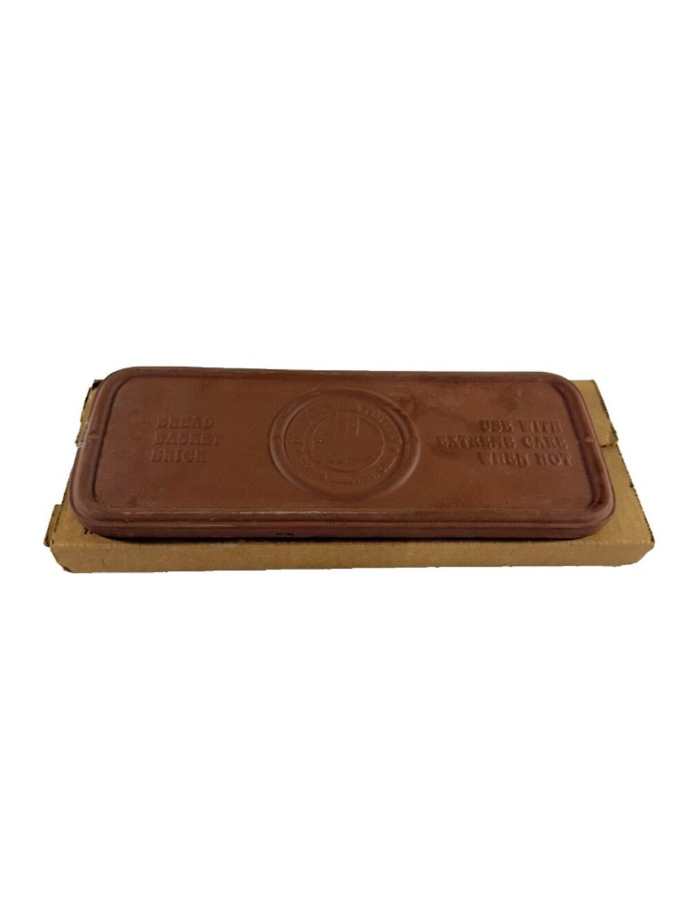Longaberger Bread Basket Brick Pottery Clay Warming #30074 NIB 11"L x 4.25"W
